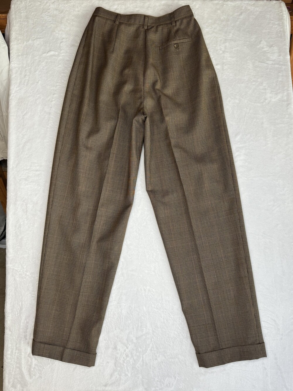 Lauren Ralph Lauren Pants Womens 4 Brown Plaid Wool Cuffed Tapered Altered - Picture 3 of 16